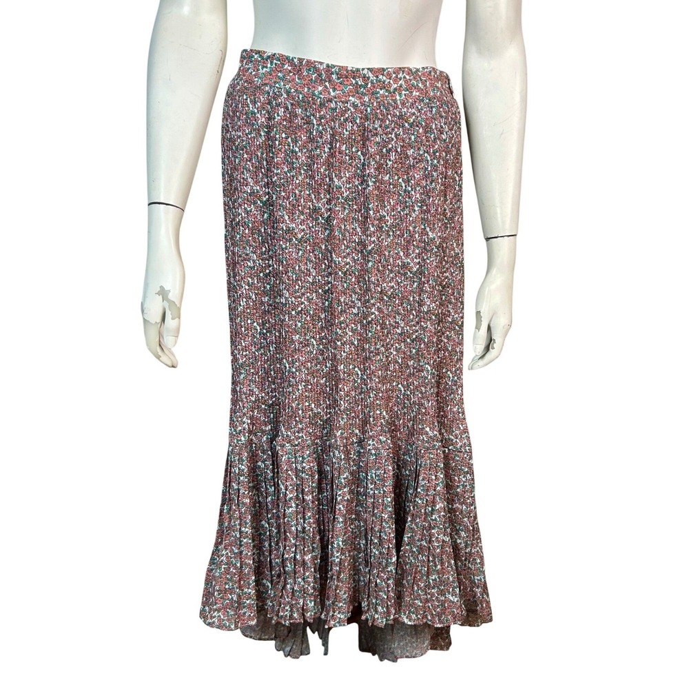 Anthropologie Lili's Closet Floral Cottagecore Pleated Maxi Skirt Large High-Low - Picture 3 of 11
